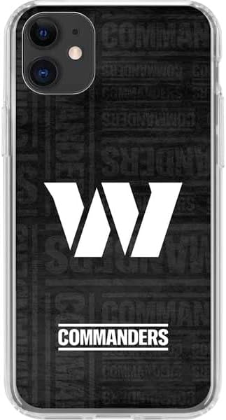 Skinit Clear Phone Case Compatible with iPhone 11 - Officially Licensed NFL Washington Commanders Black and White Design