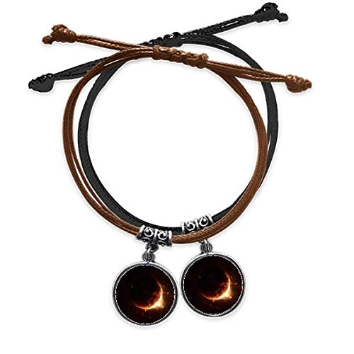 Bracelet univers brillant schéma doré en double cuir pour amoureux et couples