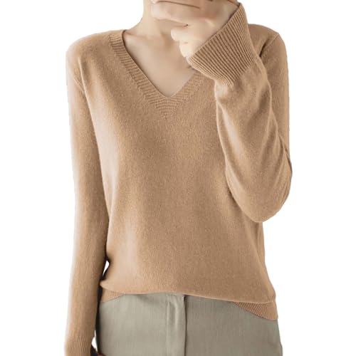 YCBMINGCAN Weihnachtspulli Damen Licht langärmelig, Rundhalsausschnitt, leicht, weich, Strickpullover, Strickbluse Halloween Pullover Damen (Khaki, S)