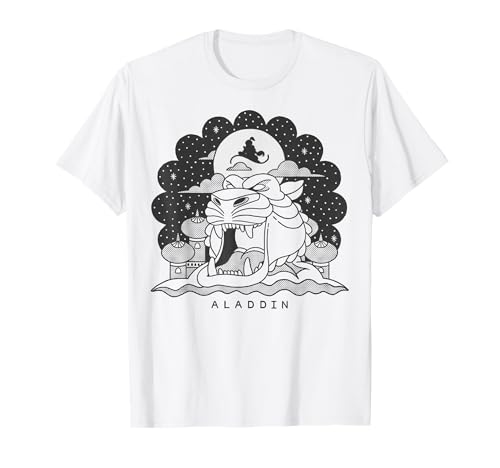 T-shirt Aladdin Disney noir et blanc homme femme haut Cave of Wonders coton