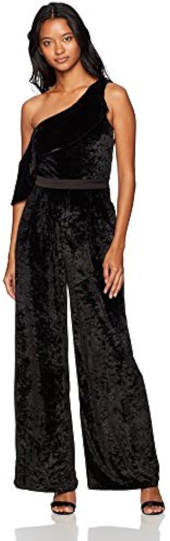 One shoulder velvet jumpsuit Clearance