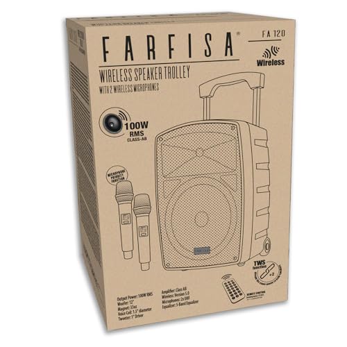 Farfisa | Cassa Acustica Wireless Trolley Da 100W Con 2 Microfoni Senza Filo, 40X60X36 Cm - 6