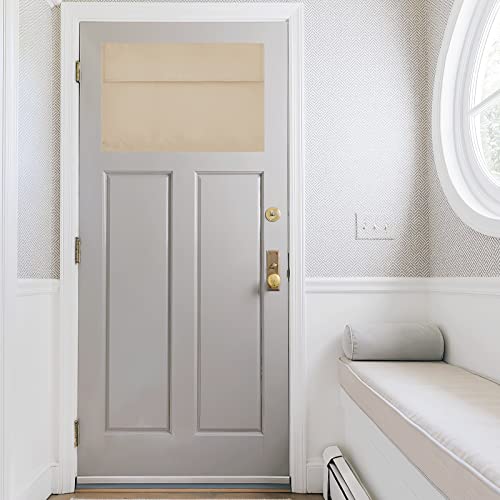 Image of RYB HOME Small Door Window Curtains, Room Darkening Thermal Insulated Small Window Covering Tricia Shades for Patio French Door, Beige, Wide 26 inch x Length 20 inch, 1 Panel
