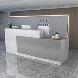 SUZEPER Front Counter Desk with Lockable Drawers, Reception Counter Desk with Open Shelves,Modern Retail Counter Computer Desk Reception Table for Salon Lobby Hotel Checkout Office(47'', F-Right)