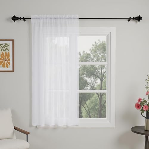 GFCC Cortinas Translucidas Salon 1 Piezas Visillos Blancos Dormitorio para Ventanas Habitacion Comedor Cocina,Modernas Cortinas Transparente de Suave 150x145 cm