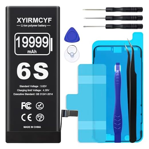 XYIRMCYF 19999mAh Super Capacity Battery Compatible with iPhone 6S, 0 Cycle Li-Polymer Replacement Battery for iPhone 6S, with Professional Repair Tool Kit