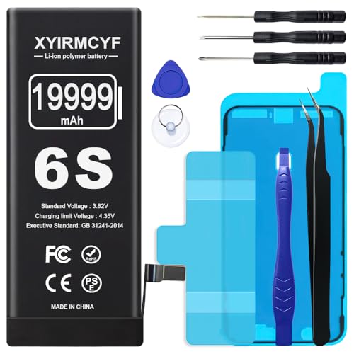 XYIRMCYF 19999mAh Super Capacity Battery Compatible with iPhone 6S, 0 Cycle Li-Polymer Replacement Battery for iPhone 6S, with Professional Repair Tool Kit