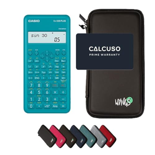 Casio fx-220 Plus 2nd Edition inkl. WYNGS Schutztasche Schwarz - Wissenschaftlicher Taschenrechner - Basic Set