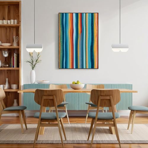 Cuadros fluido abstracto GDJSMIN de flujo vertical azul-verde para salón y oficina, 60x80 cm 3