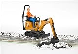 jcb bagger mieten bewegliches Räumschild bruder 62002 - JCB Mikrobagger 8010 Cts mit Bauarbeiter - 1:16 Baustelle Baufahrzeug Löffelbagger Minibagger Arbeiter bworld Baumaschine Spielzeug-Figur