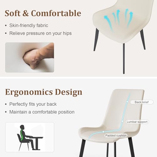 Image of Modern Dining Chairs Set of 8, PU Leather Dining Room Chairs, Upholstered Kitchen Chairs with Ergonomic Backrest & Sturdy Metal Legs, Perfect for Dining Room, Living Room, White