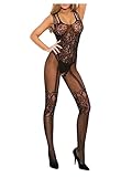 Fishnet Bodysuit Bodystocking Lingerie for Women Sparkle Rhinestone Tight High Sexy Mesh Full Body Stockings One Piece Babydoll Hollow Out Long Sleeve Bodysuits Soft One Size Body Stockings Nightwear