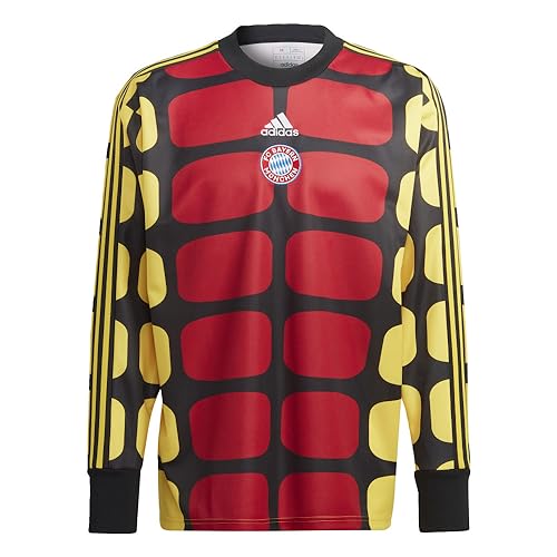 adidas Unisex FC Bayern Icon Goalkeeper Jersey - Soccer, Jerseys, Black / Eqt Yellow / Team Power Red 2, XXL