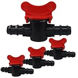 OSVJE 4PCS 1/2' ID in Line Hose Barbed Ball Valve Shut-Off Switch - Stable Plastic, Easy Installation, Leak-Free Design for Aquarium, Garden, and Micro Irrigation Systems, Black
