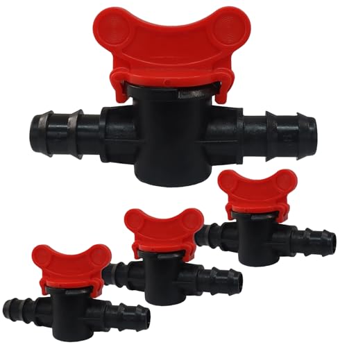 OSVJE 4PCS 1/2" ID in Line Hose Barbed Ball Valve Shut-Off Switch - Stable Plastic, Easy Installation, Leak-Free Design for Aquarium, Garden, and Micro Irrigation Systems, Black