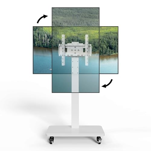 Carrito de TV móvil con ruedas. Soporte de TV rodante para pantallas planas de 32 a 65 pulgadas, vertical a horizontal, soporte de TV portátil ajustable en altura soporta hasta 100 libras, VESA máximo