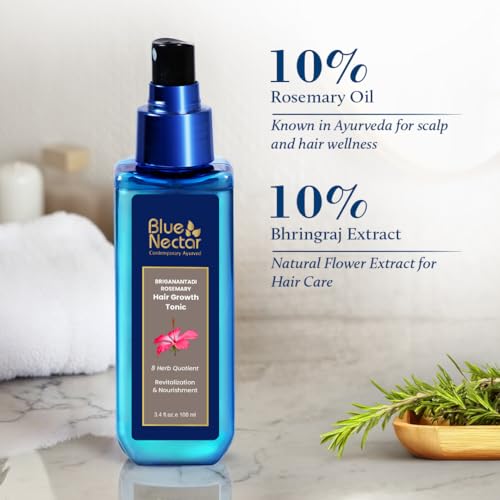 Image of Blue Nectar Rosemary Hair Serum | Hair Tonic Spray for Scalp & Frizzy Hair