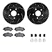 Dynamic Friction Company Front Brake Rotors-Drilled and Slotted-Black with 5000 Advanced Brake Pads includes Hardware 8512-40092