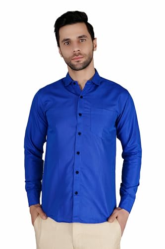 Image of Mens Slim fit Solid Casual Cotton Shirt with Spread Collar and Full Sleeves || Suitable for Office wear