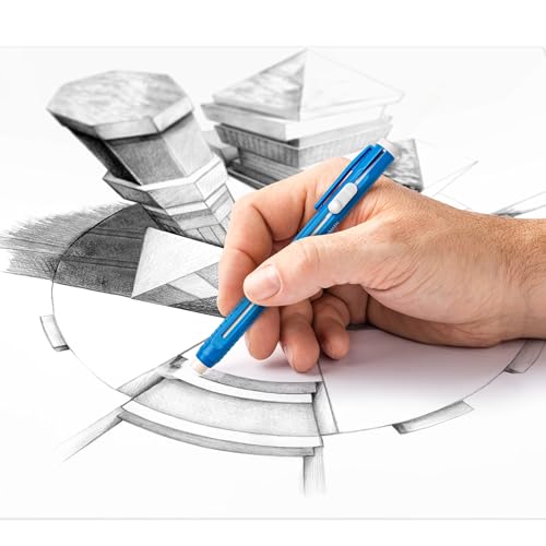 Image of STAEDTLER Mars Plastic Eraser Pen with Refillable Holder, German-Made Eraser for Pencils, Smudge-Free & Tear-Free Precision, Retractable Design with Clip, Blue