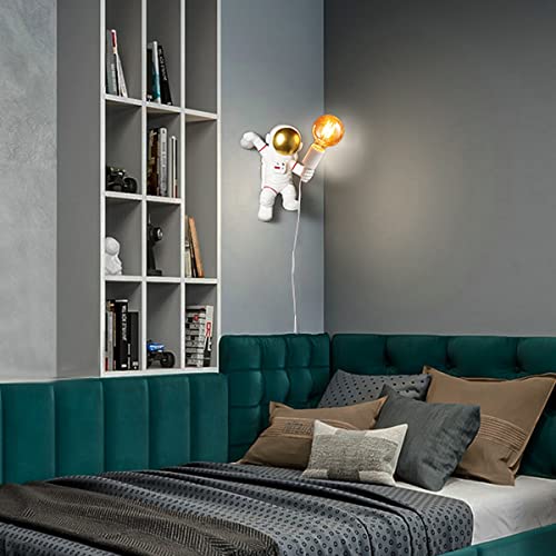 ACMHNC Applique Da Parete Per Bambini Con Interruttore E Spina, Moderna Astronauta Lampada Da Parete Per Cameretta Con Cavo 1,5 M,Deco E27 Illuminazione Da Parete Interni Per Ragazza E Ragazzo,Bianca - Image 4
