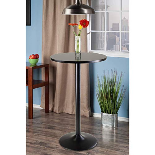 Winsome Obsidian Pub Table Round Black Mdf Top With Black Leg And Base - 23.7-Inch Top, 39.76-Inch Height #TOP2