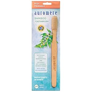 Auromere Bamboo Toothbrush – Eco Friendly, Vegan, Sustainably Grown, with Soft Bristles (1 Pack)