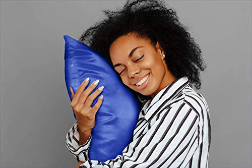 Image of BLISSFORD Luxury Satin Pillowcase with Zipper, King Size (1 Pack), Royal Blue (Silky Satin Pillow Case for Hair)