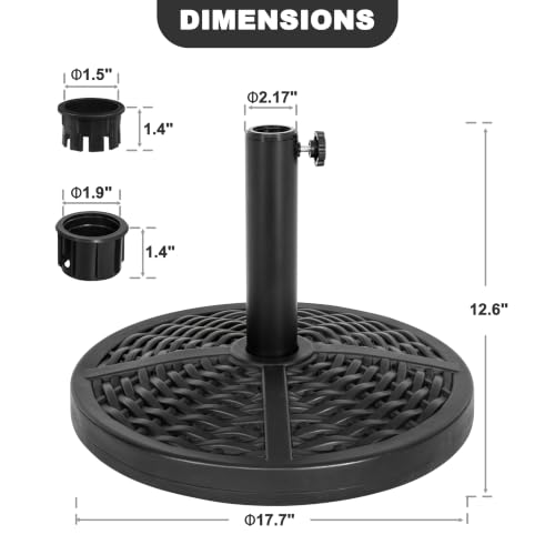 Image of NUU GARDEN Round Patio Umbrella Base, Weighted Umbrella Base with Hand-turn Knob, for Garden, Backyard, Poolside