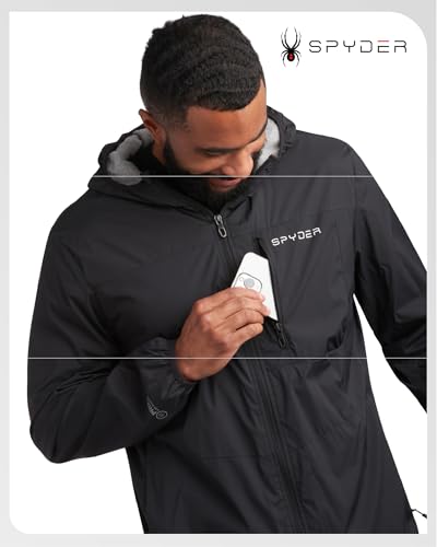 Spyder Mens Rain Jacket - Wind & Water Resistant Hooded Lightweight Rain Coats for Travel and Golf (Sizes: S-L)4