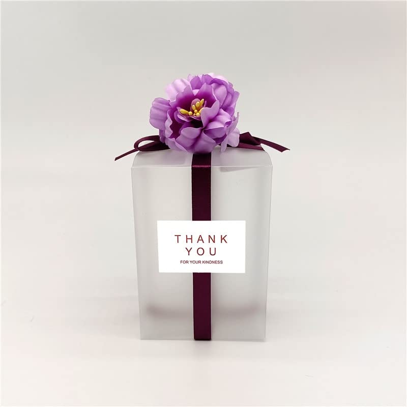 5/20/30/50pcs Rectángulo esbelto Favores de boda de cajas de bodas PVC para invitados Purple Pink Flower Green Dragee Cajas de embalaje