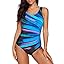 Aleumdr Women's One Piece Swimsuit - Gradient Color X-Back Athletic Bathing Suit With Padded Cups