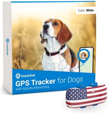 Tractive GPS Pet Tracker for Dogs – Waterproof, GPS Location & Smart Activity Tracker, Unlimited Range, Works with Any Collar (White with US Flag Cover)