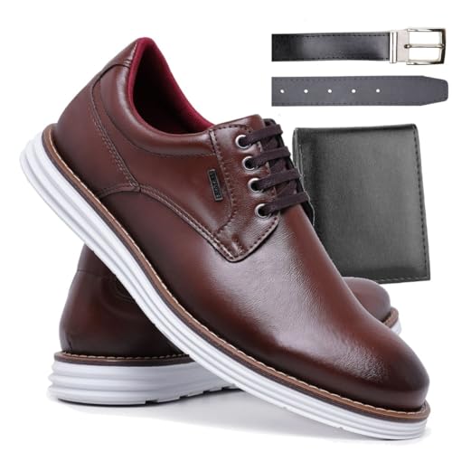 Kit Sapato Social Oxford Masculino Elegante Fechamento em Cadarço Confortável Com Cinto e Carteira (