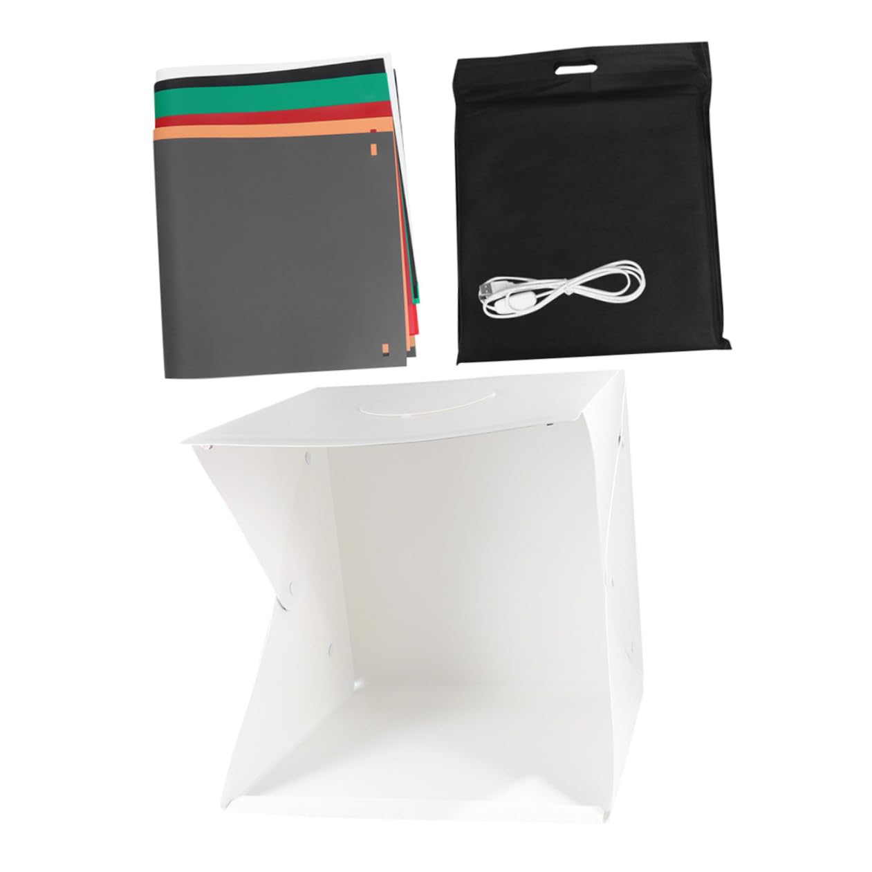 TEHAUX Mini Boîte Photo Portable Fond Photographique Blanc en PVC et Polyester Tente de Photo Pliable 40cm Lumière LED Intégrée pour Gadgets et Chaussures
