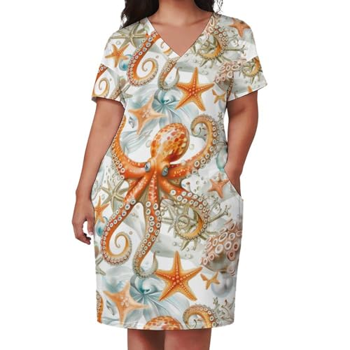 Dolphins Ocean Dress for Women Long Summer Top Casual T-Shirt4