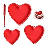 svpfuo 3 Stück Silikon Backform Herz, Herzkuchenformen, Kuchenform Herz, Tortenform, Drei Größen, Geeignet für Die Tortenherstellung am Valentinstag, Liebestag und Geburtstag des Partners