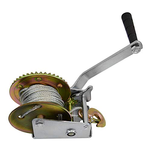 DBM IMPORTS 1200 Lbs Galvanized Steel 26ft Cable Drop Forged Gear Hand Winch Hand Crank ATV Trailer Boat