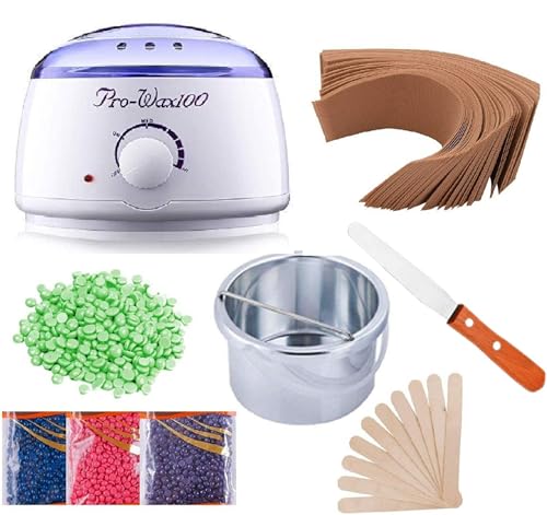 Image of Wax Pro Heater - Hair Removal Kit with Warmer, 100g WaxBeans & Accessories | Painless Hot Waxing System for Women, At-Home Use Waxing Kit Combo