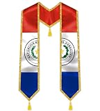 Fihevur Paraguay Graduation Stole Class of 2026 with Gold Glitter Trim, National Flag Graduation Sash for College & High School 75" Long
