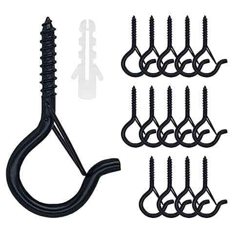 15 Pack Q-Hanger Hooks Wall Cabinet Ceiling Hook with Safety Buckle for Christmas Lights, String Lights, Plant Bracket, Bird Feeders, Wind Chimes, Lanterns, Wire, Decoration Hanging Indoor & Outdoor Cover