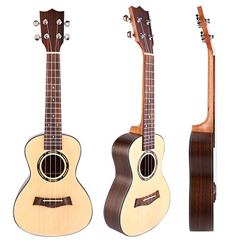 Ukulélé en bois d’épicéa acajou 23 pouces 4 cordes Hawaii Guitar Tuner Picks Strap Set Noir - Les Beatles, Paul McCartney, John Lennon, RIngo Starr, George Harrison Ukulélé en bois d'épicéa acajou 23 pouces 4 cordes Hawaii Guitar Tuner Picks Strap Set Noir – Image 5