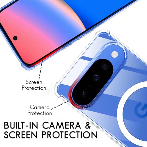 Image of TheGiftKart Shockproof Ultra-Hybrid Back Cover Case for Google Pixel 10 /10 Pro Compatible with MagSafe | 360 Degree Protection | Crystal Clear Hard Back Cover Case (PC & TPU, Transparent Bumper)