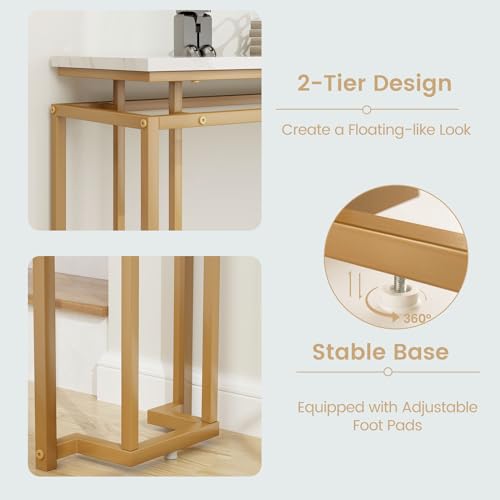 Console 120 cm Effet Marbre Doré Métal - LIFEZEAL
