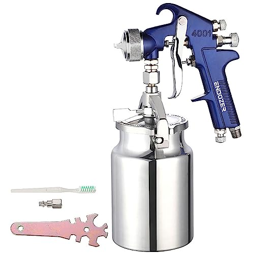 ENDOZER Professional Siphon Feed Spray Gun for Paint, Red Handle, 34 oz -1.8mm Nozzle for a Variety of Low Viscosity Paints（Blue） by ENDOZER - Used condition - US$26.39
