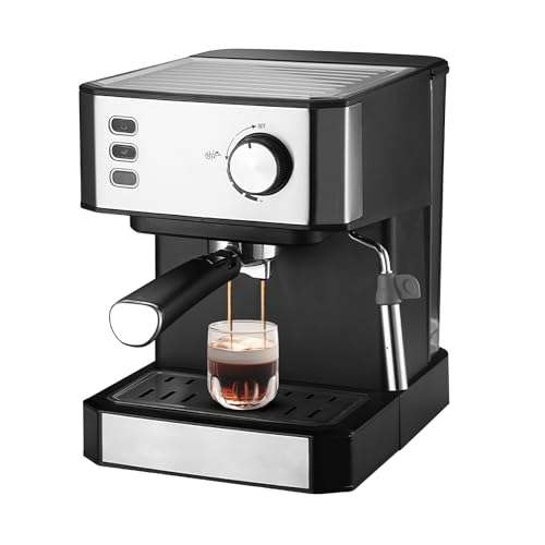 Kouamor 1.5L Espresso Machine, 220v 50hz Coffee Machine, 850w Coffee Machines with Milk Frother, Cappuccino Machine, Latte Machine, Filter Coffee Machine, Durable Stainless Steel Coffee Machines