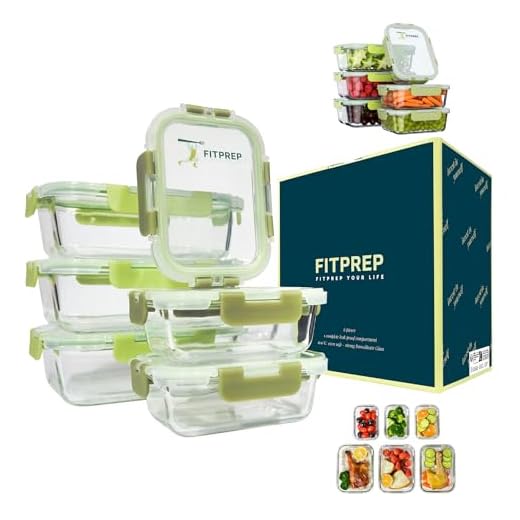 FITPREP® Frischhaltedosen aus Glas 12 teiliges Set [6 Vorratsdosen + 6 Deckel] Premium Glasbehälter mit Deckel & Lifetime Lasting Lid - perfekt für Meal prep