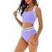 Womens 2 Piece Swimsuits,Womens High Waisted Bikini Sets Fashion Color Block Cheeky Two Piece Swimsuits Sporty Tummy Control Bathing Suit