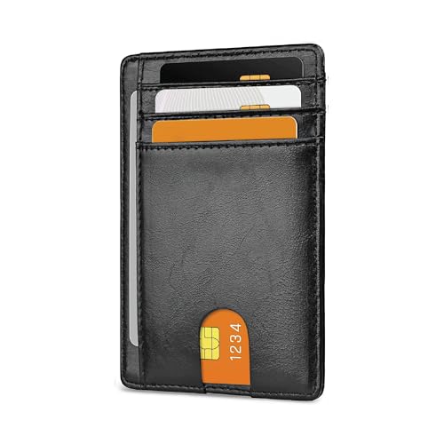 Perfect Part Wallet For Men - Minimalist Genuine Leather Wallets For Men With Credit Card ID Holder Slots & RFID (Smooth Black)