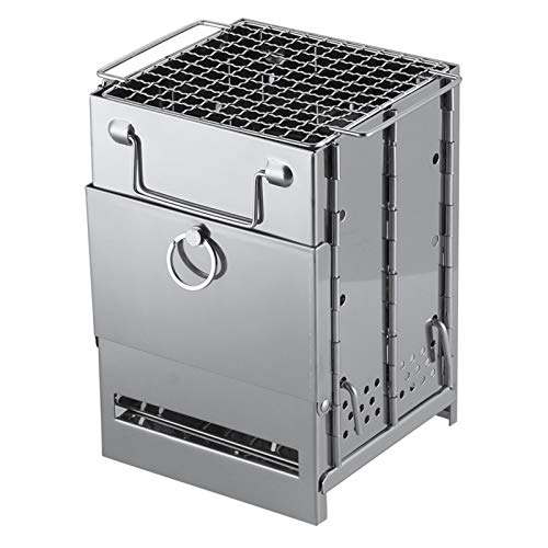 Tragbarer Antihaft-Holzkohlegrill für den Haushalt im Freien Faltbarer Grill,Silber